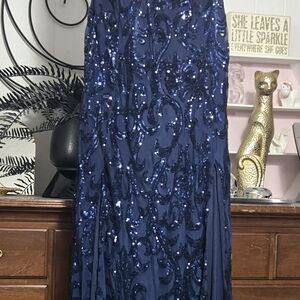 Elegant Navy Sequin Dress